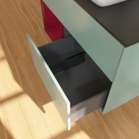 Тумба под раковину Villeroy & Boch Finion 100х50,1 см с подсветкой МДФ оливковый матовый лак/стекло черное матовое F772HBGM