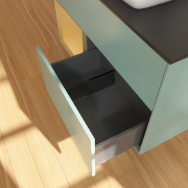 Тумба под раковину Villeroy & Boch Finion 100х50,1 см с подсветкой МДФ оливковый матовый лак/стекло черное матовое F772HFGM