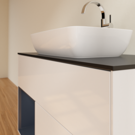 Тумба под раковину Villeroy & Boch Finion 100х50,1 см с подсветкой МДФ глянцевый белый лак/стекло черное матовое F772HGGF