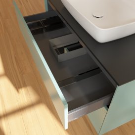 Тумба під раковину Villeroy & Boch Finion 100х50,1 см із підсвічуванням МДФ оливковий матовий лак/скло чорне матове F772PDGM