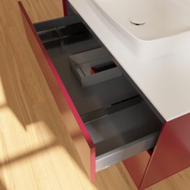 Тумба під раковину Villeroy & Boch Finion 100х50,1 см з підсвічуванням МДФ півонія матовий лак/скло біле матове G771GKHB