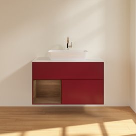 Тумба под раковину Villeroy & Boch Finion 100х50,1 см с подсветкой МДФ пион матовый лак/стекло белое матовое G771GNHB