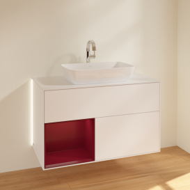 Тумба под раковину Villeroy & Boch Finion 100х50,1 см с подсветкой МДФ белый матовый лак/стекло белое матовое G771HBMT