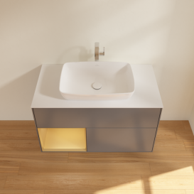 Тумба під раковину Villeroy & Boch Finion 100х50,1 см із підсвічуванням МДФ антрацит матовий лак/скло біле матове G771HFGK