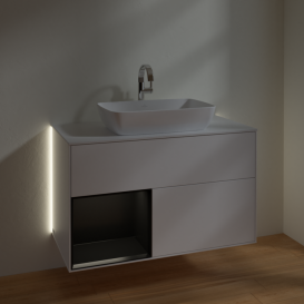 Тумба під раковину Villeroy & Boch Finion 100х50,1 см із підсвічуванням МДФ білий матовий лак/скло біле матове G771PDMT
