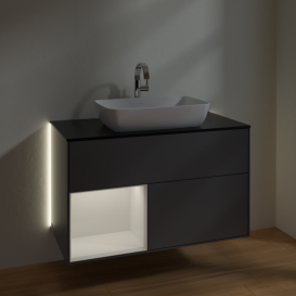 Тумба під раковину Villeroy & Boch Finion 100х50,1 см із підсвічуванням МДФ антрацит матовий лак/скло чорне матове G772GFGK