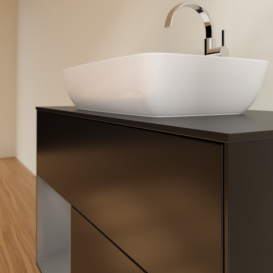 Тумба под раковину Villeroy & Boch Finion 100х50,1 см с подсветкой МДФ черный матовый лак/стекло черное матовое G772GKPD