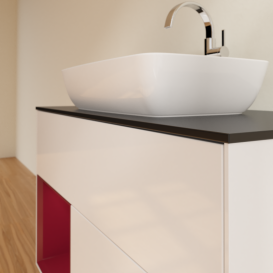 Тумба под раковину Villeroy & Boch Finion 100х50,1 см с подсветкой МДФ глянцевый белый лак/стекло черное матовое G772HBGF