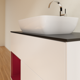 Тумба под раковину Villeroy & Boch Finion 100х50,1 см с подсветкой МДФ белый матовый лак/стекло черное матовое G772HBMT