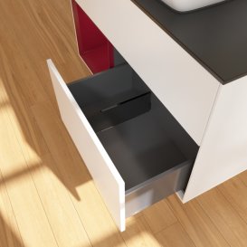 Тумба под раковину Villeroy & Boch Finion 100х50,1 см с подсветкой МДФ белый матовый лак/стекло черное матовое G772HBMT