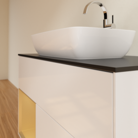 Тумба під раковину Villeroy & Boch Finion 100х50,1 см з підсвіткою МДФ білий глянцевий лак/скло чорне матове G772HFGF