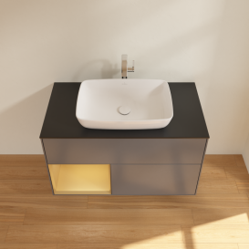 Тумба під раковину Villeroy & Boch Finion 100х50,1 см із підсвічуванням МДФ антрацит матовий лак/скло чорне матове G772HFGK