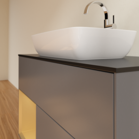 Тумба під раковину Villeroy & Boch Finion 100х50,1 см із підсвічуванням МДФ антрацит матовий лак/скло чорне матове G772HFGK