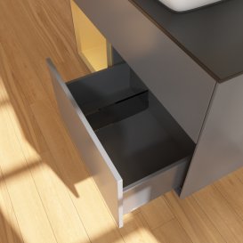 Тумба під раковину Villeroy & Boch Finion 100х50,1 см із підсвічуванням МДФ антрацит матовий лак/скло чорне матове G772HFGK