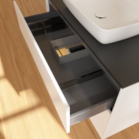 Тумба під раковину Villeroy & Boch Finion 100х50,1 см із підсвічуванням МДФ білий матовий лак/скло чорне матове G772HFMT