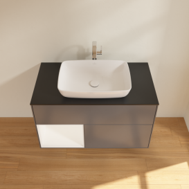 Тумба под раковину Villeroy & Boch Finion 100х50,1 см с подсветкой МДФ антрацит матовый лак/стекло черное матовое G772MTGK