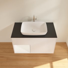 Тумба под раковину Villeroy & Boch Finion 100х50,1 см с подсветкой МДФ белый матовый лак/стекло черное матовое G772MTMT