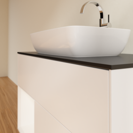 Тумба под раковину Villeroy & Boch Finion 100х50,1 см с подсветкой МДФ белый матовый лак/стекло черное матовое G772MTMT