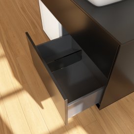 Тумба под раковину Villeroy & Boch Finion 100х50,1 см с подсветкой МДФ черный матовый лак/стекло черное матовое G772MTPD