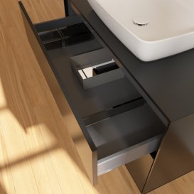 Тумба под раковину Villeroy & Boch Finion 100х50,1 см с подсветкой МДФ черный матовый лак/стекло черное матовое G772MTPD