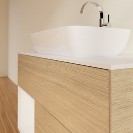 Тумба під раковину Villeroy & Boch Finion 100х50,1 см із підсвічуванням МДФ шпон дуба/скло біле матове G771GFPC