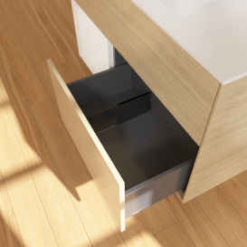 Тумба під раковину Villeroy & Boch Finion 100х50,1 см із підсвічуванням МДФ шпон дуба/скло біле матове G771GFPC