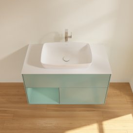 Тумба под раковину Villeroy & Boch Finion 100х50,1 см с подсветкой МДФ оливковый матовый лак/стекло белое матовое G771GMGM