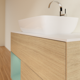 Тумба під раковину Villeroy & Boch Finion 100х50,1 см із підсвічуванням МДФ шпон дуба/скло біле матове G771GMPC