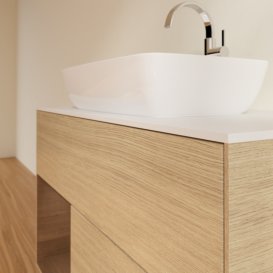 Тумба под раковину Villeroy & Boch Finion 100х50,1 см с подсветкой МДФ шпон дуба/стекло белое матовое G771GNPC