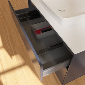 Тумба под раковину Villeroy & Boch Finion 100х50,1 см с подсветкой МДФ темно-синий матовый лак/стекло белое матовое G771HBHG