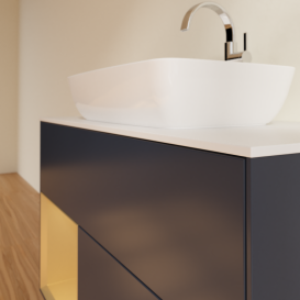 Тумба під раковину Villeroy & Boch Finion 100х50,1 см із підсвічуванням МДФ темно-синій матовий лак/скло біле матове G771HFHG