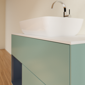 Тумба під раковину Villeroy & Boch Finion 100х50,1 см із підсвічуванням МДФ оливковий матовий лак/скло біле матове G771HGGM