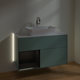 Тумба под раковину Villeroy & Boch Finion 100х50,1 см с подсветкой МДФ оливковый матовый лак/стекло белое матовое G771PDGM