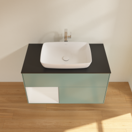 Тумба під раковину Villeroy & Boch Finion 100х50,1 см із підсвічуванням МДФ оливковий матовий лак/скло чорне матове G772GFGM