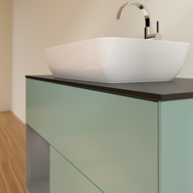 Тумба под раковину Villeroy & Boch Finion 100х50,1 см с подсветкой МДФ оливковый матовый лак/стекло черное матовое G772GKGM