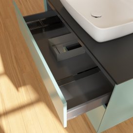 Тумба под раковину Villeroy & Boch Finion 100х50,1 см с подсветкой МДФ оливковый матовый лак/стекло черное матовое G772GKGM