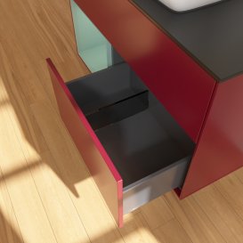 Тумба під раковину Villeroy & Boch Finion 100х50,1 см з підсвічуванням МДФ півонія матовий лак/скло чорне матове G772GMHB