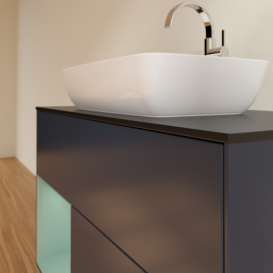 Тумба під раковину Villeroy & Boch Finion 100х50,1 см із підсвічуванням МДФ темно-синій матовий лак/скло чорне матове G772GMHG