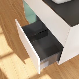 Тумба под раковину Villeroy & Boch Finion 100х50,1 см с подсветкой МДФ белый матовый лак/стекло черное матовое G772GMMT