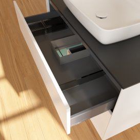 Тумба под раковину Villeroy & Boch Finion 100х50,1 см с подсветкой МДФ белый матовый лак/стекло черное матовое G772GMMT