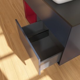 Тумба під раковину Villeroy & Boch Finion 100х50,1 см із підсвічуванням МДФ темно-синій матовий лак/скло чорне матове G772HBHG