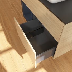 Тумба под раковину Villeroy & Boch Finion 100х50,1 см с подсветкой МДФ шпон дуба/стекло черное матовое G772HGPC