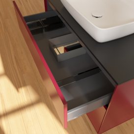 Тумба під раковину Villeroy & Boch Finion 100х50,1 см з підсвічуванням МДФ півонія матовий лак/скло чорне матове G772PCHB