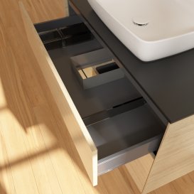 Тумба под раковину Villeroy & Boch Finion 100х50,1 см с подсветкой МДФ шпон дуба/стекло черное матовое G772PCPC