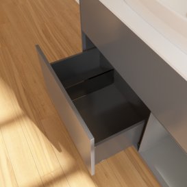 Тумба під раковину Villeroy & Boch Finion 100х50,1 см із підсвічуванням МДФ антрацит матовий лак/скло біле матове F781GKGK