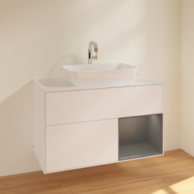 Тумба під раковину Villeroy & Boch Finion 100х50,1 см із підсвічуванням МДФ білий матовий лак/скло біле матове F781GKMT