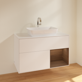 Тумба под раковину Villeroy & Boch Finion 100х50,1 см с подсветкой МДФ белый матовый лак/стекло белое матовое F781GNMT