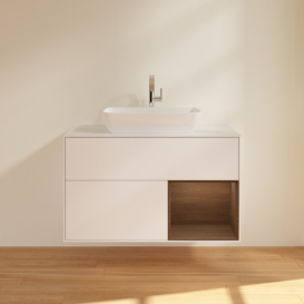 Тумба под раковину Villeroy & Boch Finion 100х50,1 см с подсветкой МДФ белый матовый лак/стекло белое матовое F781GNMT