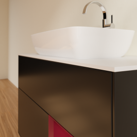 Тумба під раковину Villeroy & Boch Finion 100х50,1 см із підсвічуванням МДФ чорний матовий лак/скло біле матове F781HBPD