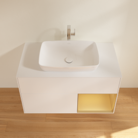 Тумба під раковину Villeroy & Boch Finion 100х50,1 см із підсвічуванням МДФ білий матовий лак/скло біле матове F781HFMT